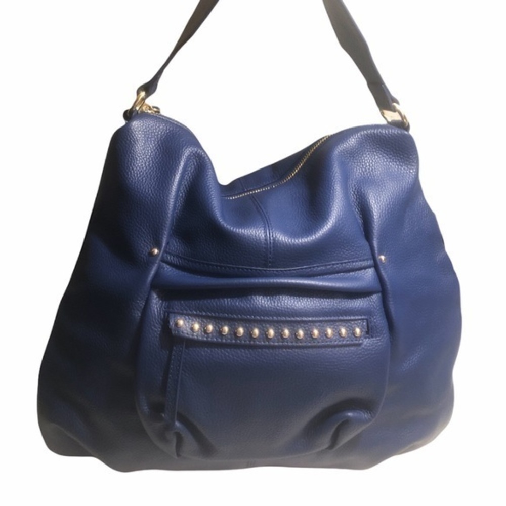 Laggo blue leather bag studded hobo w/ strap